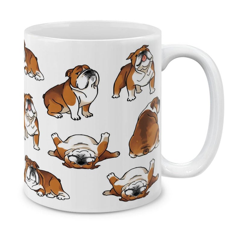 MUGBREW English Bulldog Funny Playful Postures Ceramic Coffee Mug Tea Cup, 11 OZ - Image 1